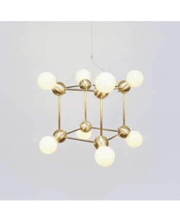 CORP DE ILUMINAT PE FIR SENA 8 AURIU - GLOB STICLA ALBA