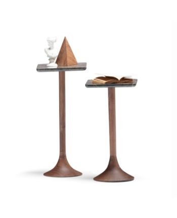 SET MASA DE CAFEA HERMES - BLAT MARMURA GRI SI PICIOR LEMN NUC