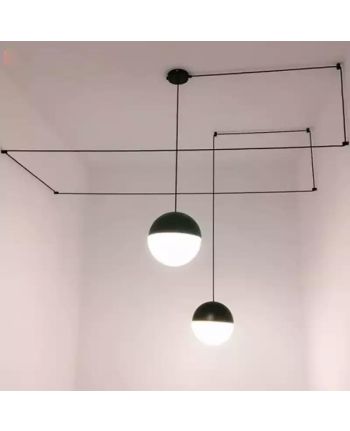 CORP DE ILUMINAT PE FIR SFERIS P-2 DIA 20CM - NEGRU + ALB