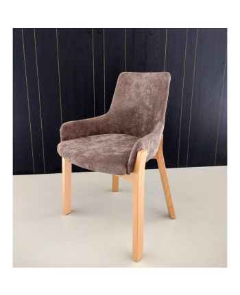 SCAUN DINING SM-959 TAPITAT GRI CAFENIU / PICIOR LEMN NATUR