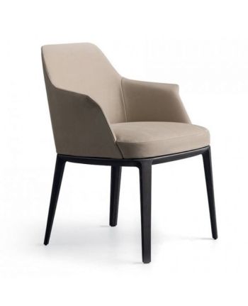 SCAUN DINING ST-7811 TAPITAT GRI TEXTIL - PREMIUM / PICIOR LEMN NEGRU