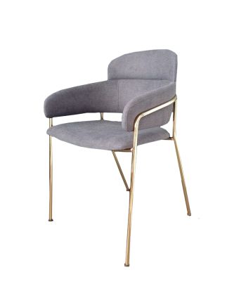 SCAUN DINING TALIA TAPITAT GRI / PICIOR METALIC AURIU