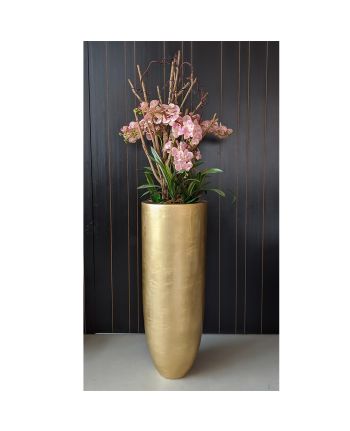 VAZA DECORATIVA INALTA 3010-A AURIU 48x126 CM + ARANJAMENT FLORAL