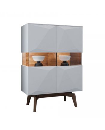 COMODA TIP VITRINA SESTO 110 CM / FURNIR NUC + MDF ALB