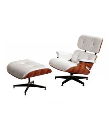 FOTOLIU CU OTOMAN 3001-AB XL PIELE ALBA + NUC BRUN