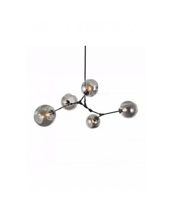 CORP DE ILUMINAT SUSPENDAT ROA LIGHT NEGRU - 5 GLOBURI STICLA TRANSPARENTA